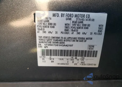 2017 Ford Explorer Xlt from USA, damaged, VIN 1FM5K7D81HGA42197